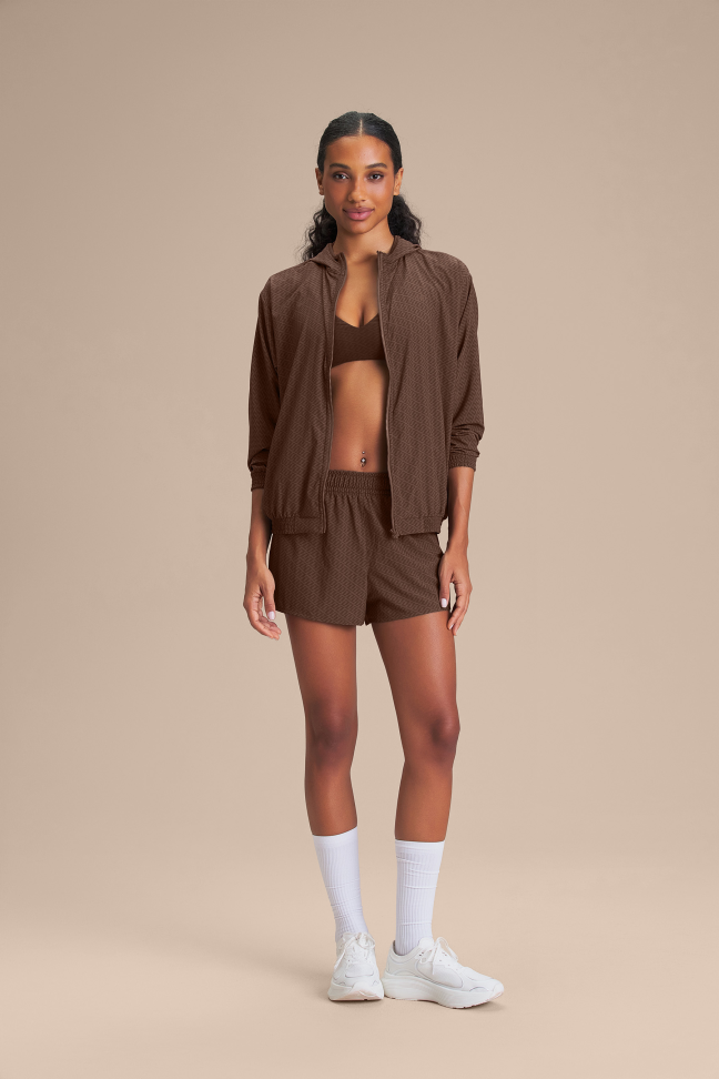 Jaqueta Fitness Feminina LIVE! Symbol Dryside Sepia Brown com Capuz e Zíper - #3