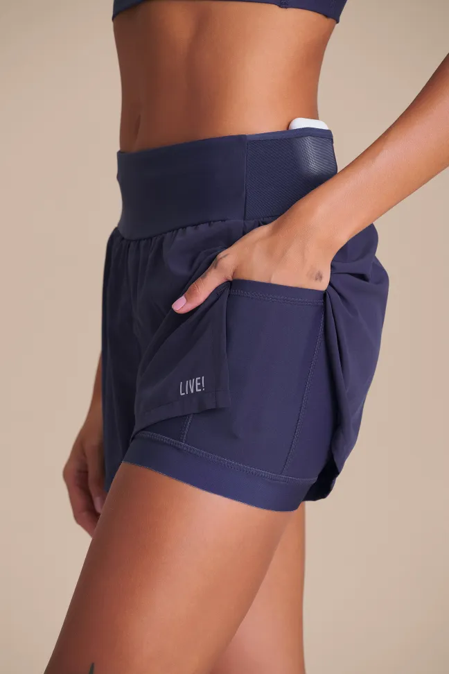 Shorts Fitness Feminino LIVE! Pro Six Pockets Tide com 6 Bolsos - #6