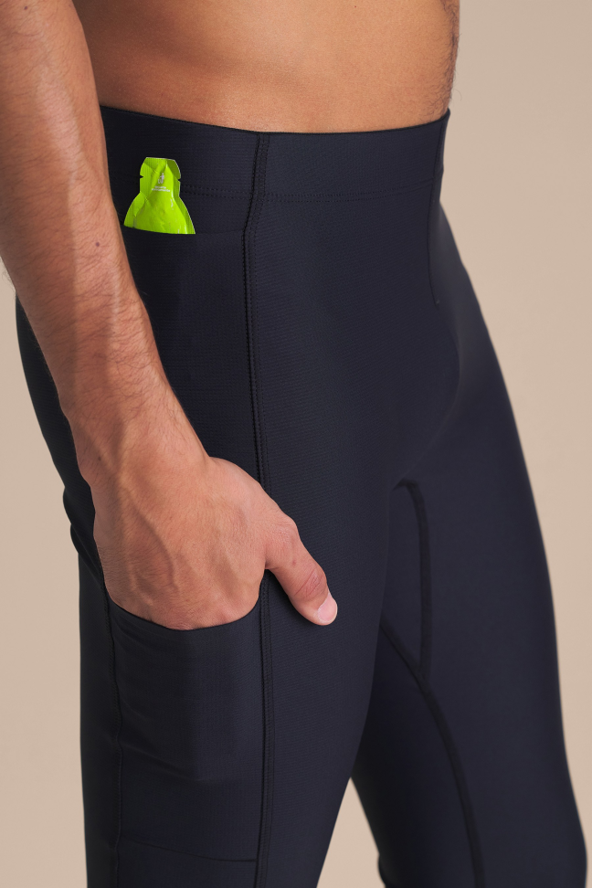 Calça de Corrida Masculina LIVE! Run Move Airflow Speed Preta com Compressão e Bolsos