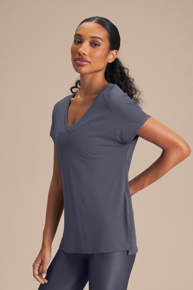 Camiseta Fitness Feminina LIVE! V Comfort Iron Blue