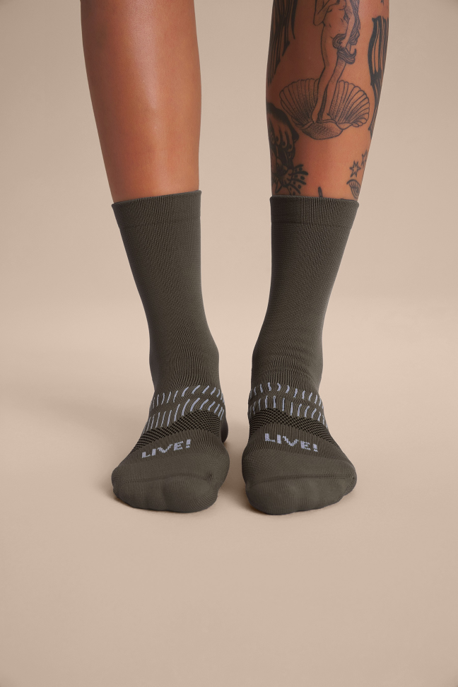Meia Esportiva Unissex LIVE! Reflex Super Long Obsidian Grey - #4