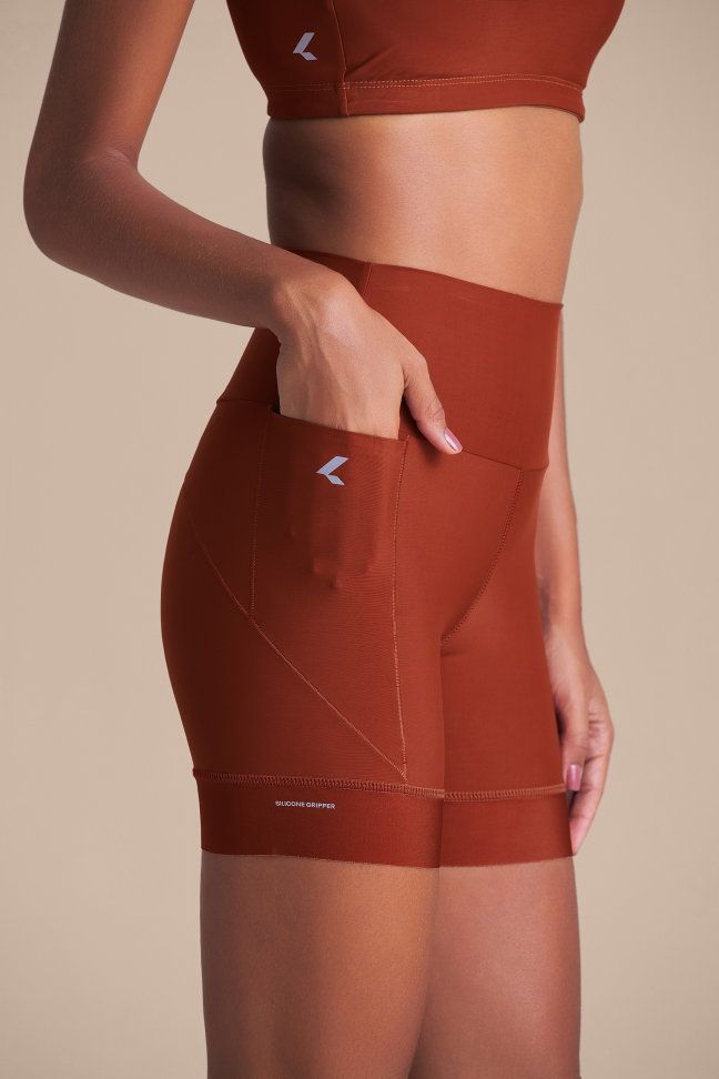 Shorts Fitness Feminino LIVE! Intense Race Pro® Rust Red com Bolsos e UV 50+ - #4