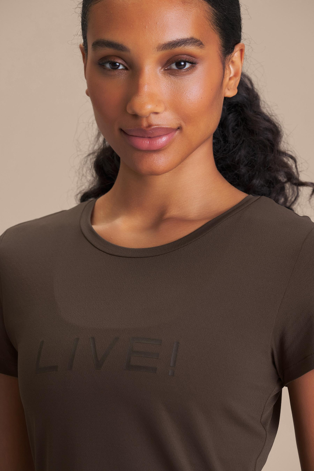 Camiseta Fitness Feminina LIVE! Comfort Cocoa Brown