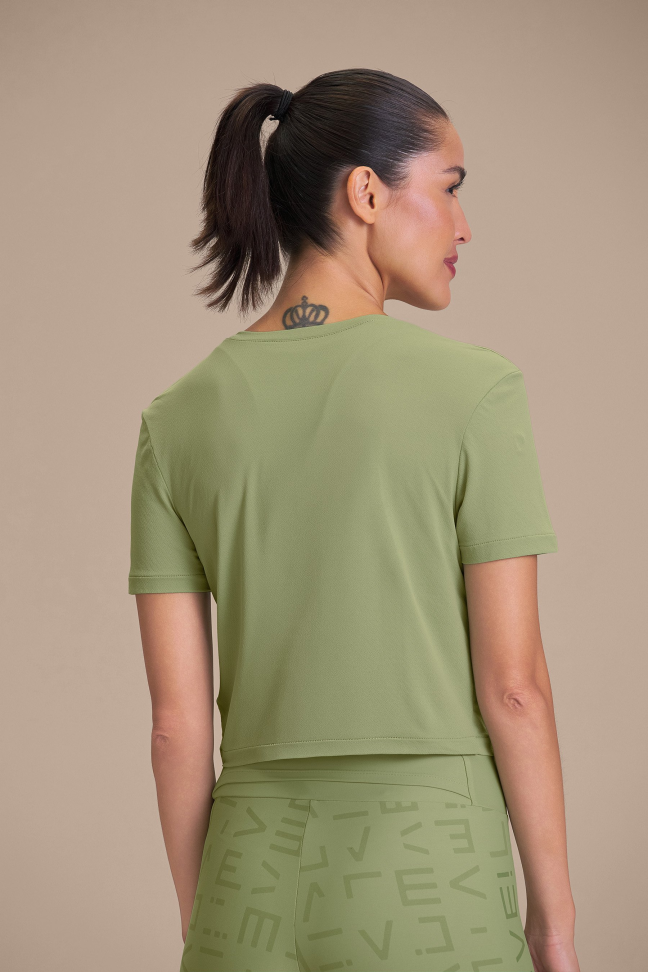 Camiseta Cropped Fitness Feminina LIVE! Comfort Herbal Green