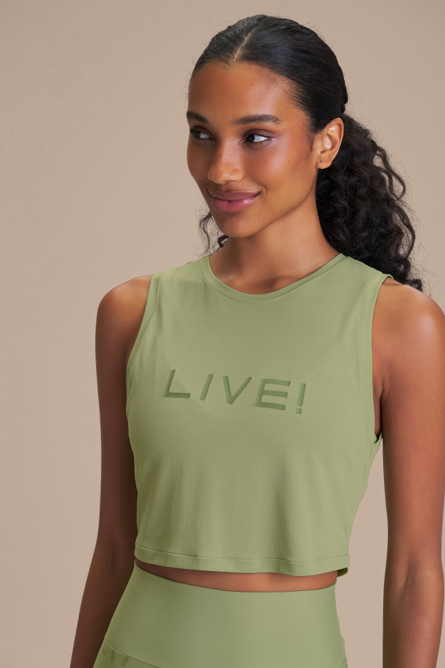 Regata Cropped Fitness Feminina LIVE! Comfort Herbal Green com Quick Dry