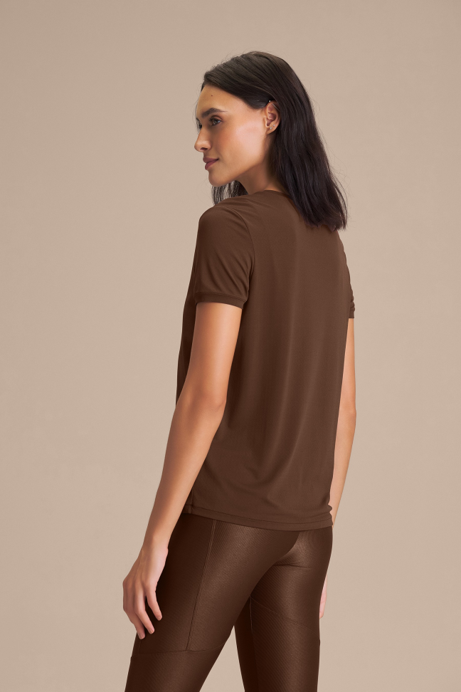 Camiseta Fitness Feminina LIVE! Basic Comfort Sepia Brown - #3