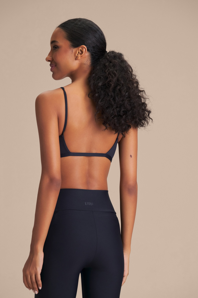 Top Fitness Feminino LIVE! Slim BT Sense® Preto com Bojo Removível e UV 50+ - #3