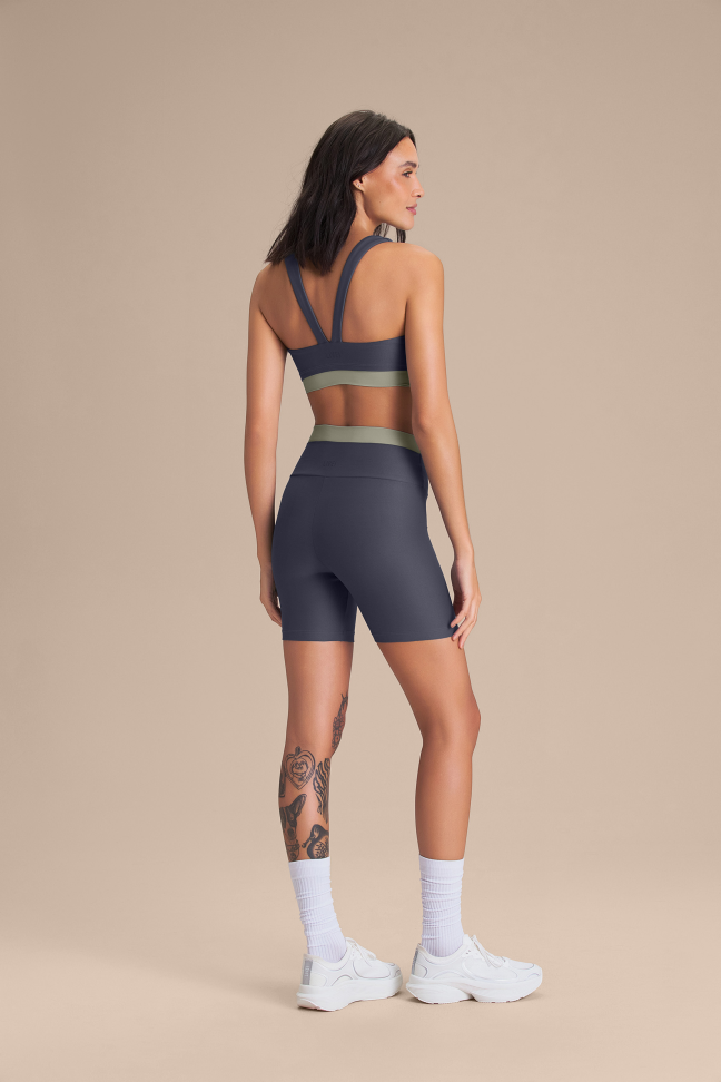Bermuda Fitness Feminina LIVE! Dual Allure® Mat Adaptiv Iron Blue - #3