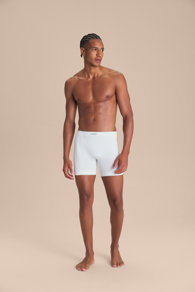 Cueca Longa Boxer Seamless Branca LIVE!