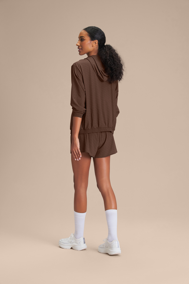 Jaqueta Fitness Feminina LIVE! Symbol Dryside Sepia Brown com Capuz e Zíper - #6
