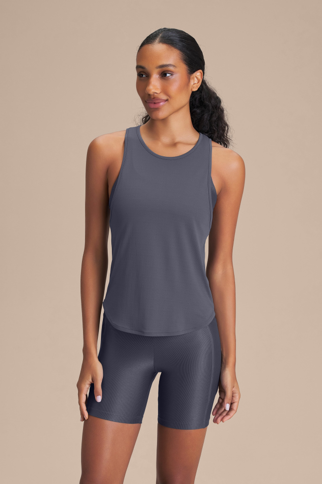 Regata Fitness Feminina LIVE! Breath Back Comfort Iron Blue
