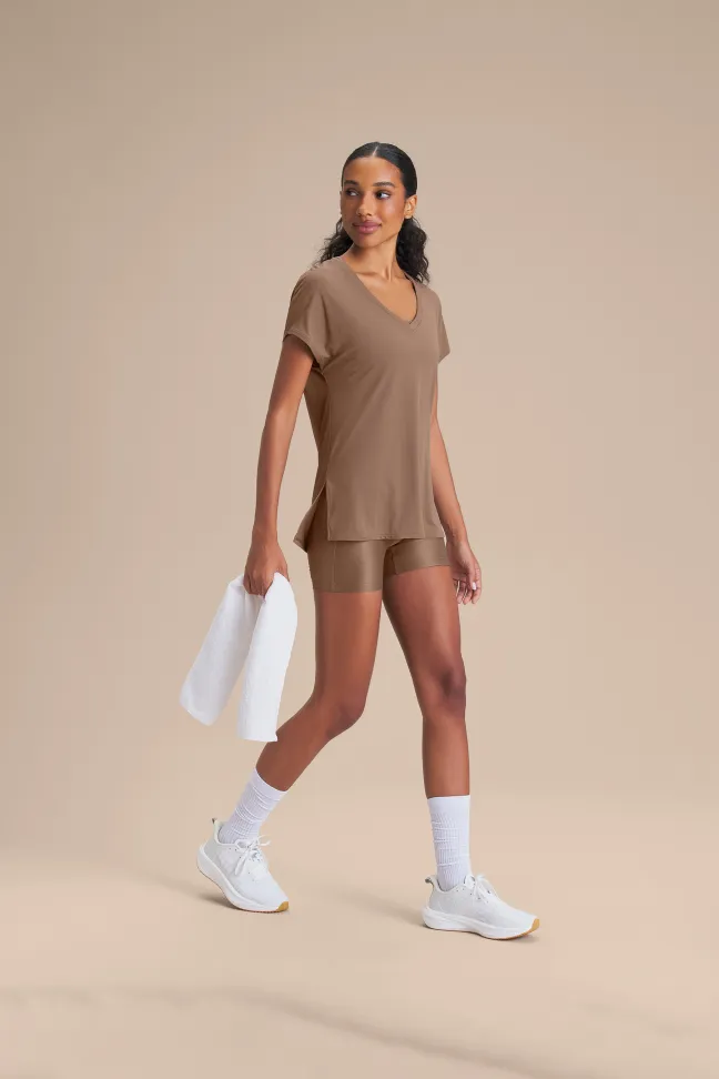 Camiseta Fitness Feminina LIVE! V Comfort Mountain Grey com Decote V e Quick Dry - #5