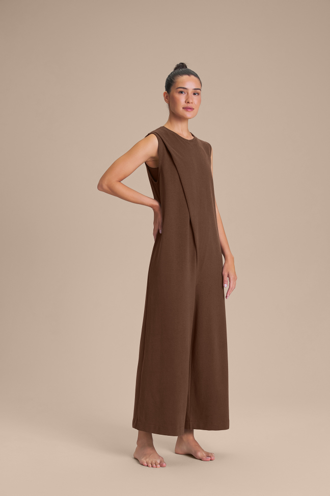 Macacão Midi Feminino LIVE! Malhão Rino 100% Algodão Sepia Brown