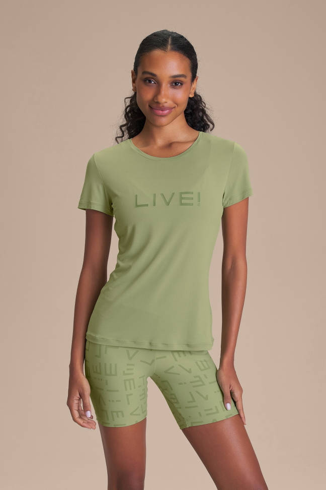 Camiseta Fitness Feminina LIVE! Comfort Herbal Green com Quick Dry