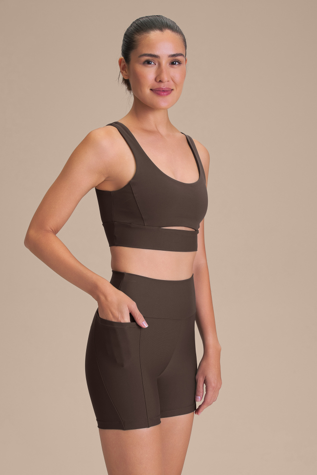 Shorts Fitness Feminino LIVE! Fit Green® Cocoa Brown - #4