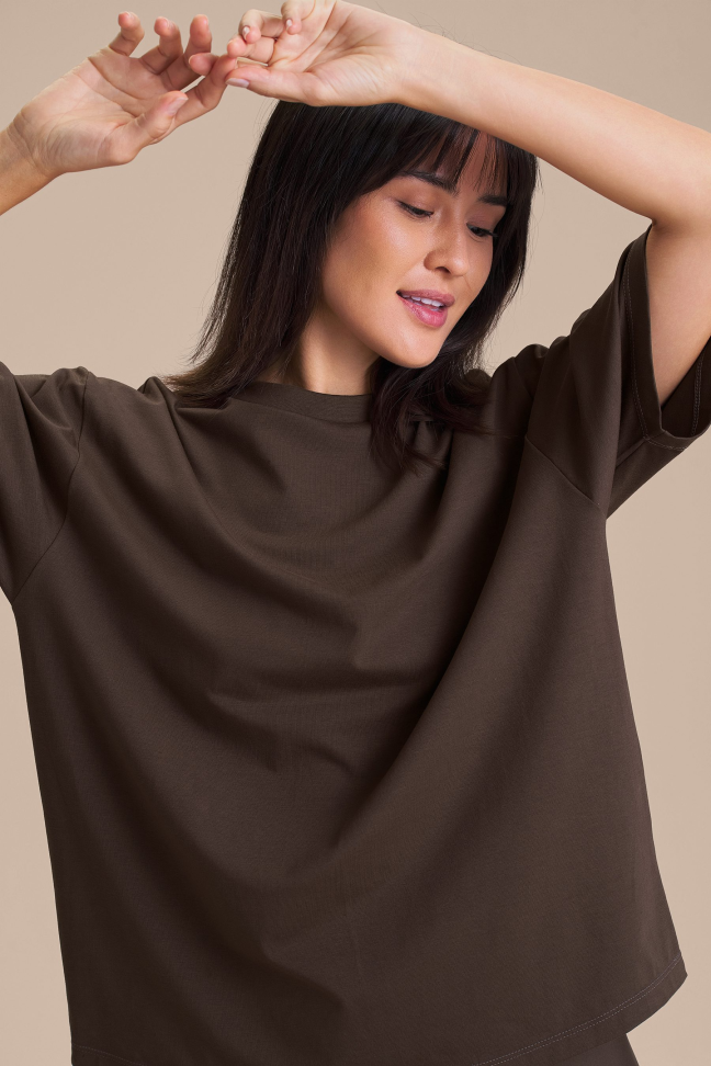 Camiseta Feminina LIVE! Pima Slim Cocoa Brown em Algodão Pima
