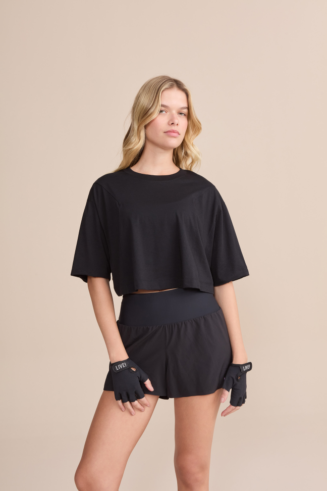 Camiseta Cropped Soft Pima Preto LIVE!