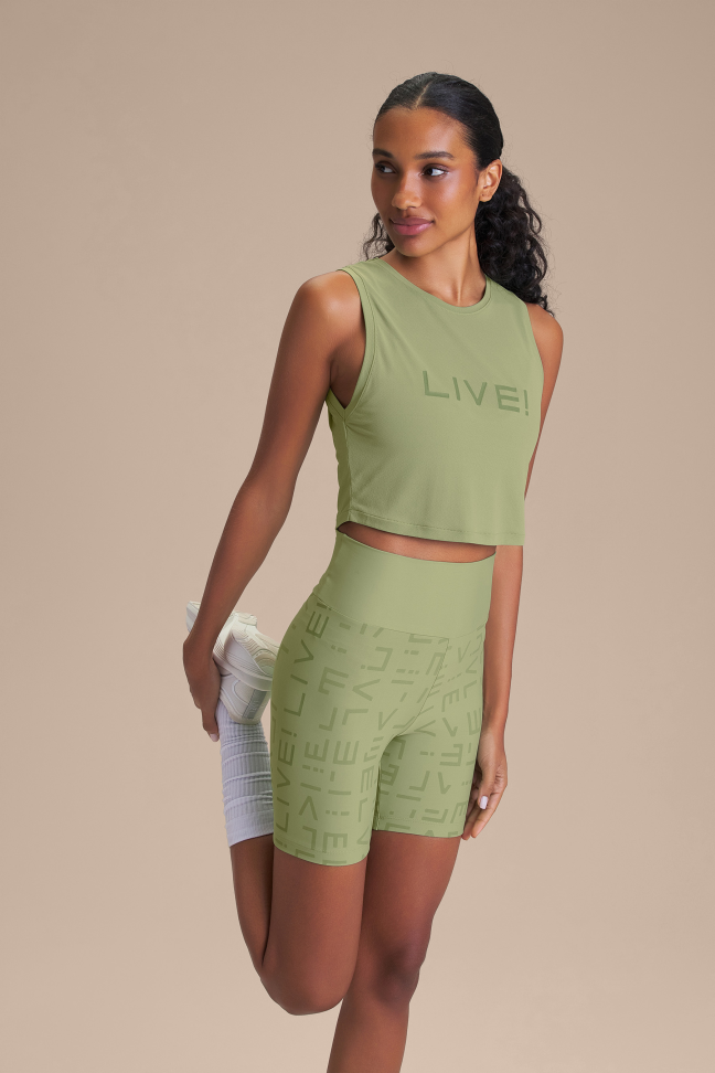 Bermuda Fitness Feminina LIVE! Icon Hydefit® Adaptiv Herbal Green