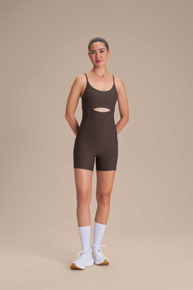 Macaquinho Fitness Feminino LIVE! Fit Green® Cocoa Brown com Bolsos - #5