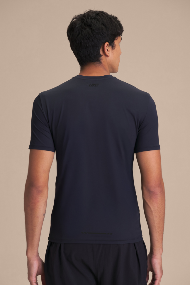 Camiseta de Corrida Masculina LIVE! Run Slim Harmony Pro Preta com UV 50+