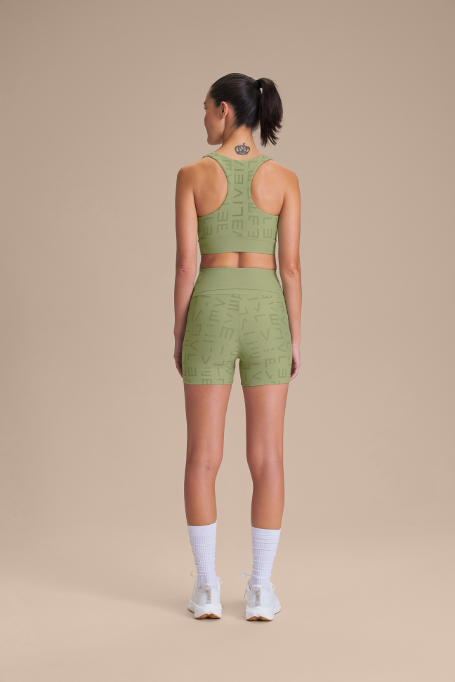 Shorts Fitness Feminino LIVE! Icon Hydefit® Adaptiv Herbal Green - #3