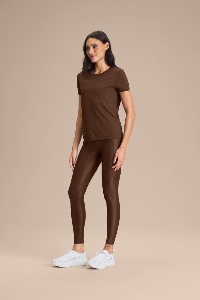 Camiseta Fitness Feminina LIVE! Basic Comfort Sepia Brown - #5