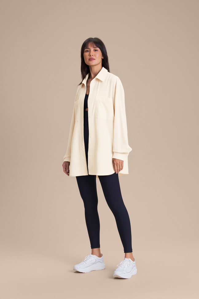 Camisa Feminina LIVE! Lite Tech Off White Oversized com Bolsos - #5