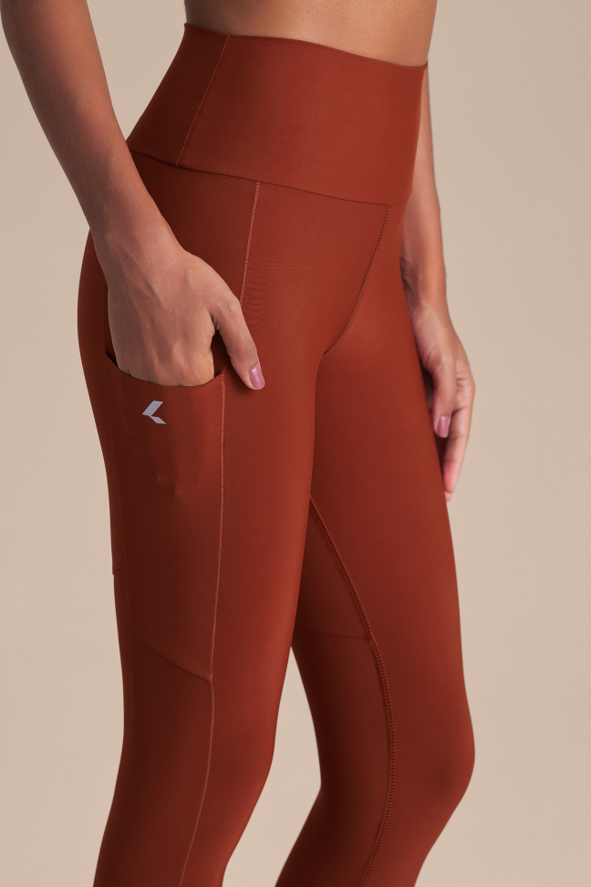 Legging Fitness Feminina LIVE! Intense Race Pro® Rust Red com Bolsos e UV 50+ - #3