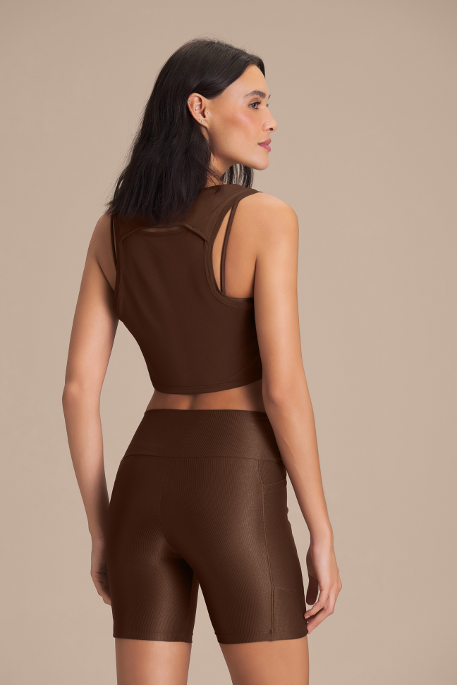Regata Cropped Fitness Feminina LIVE! Comfort Sepia Brown