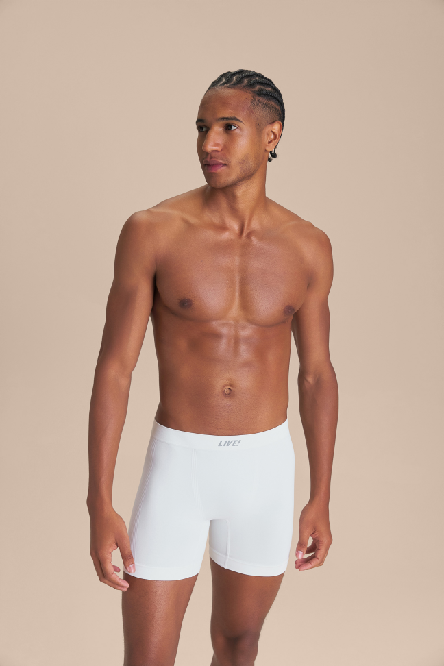 Cueca Longa Boxer Seamless Branca LIVE!