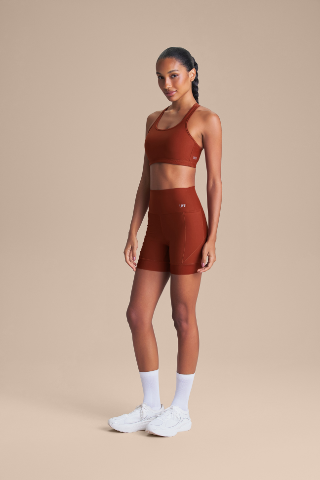 Shorts Fitness Feminino LIVE! Intense Race Pro® Rust Red com Bolsos e UV 50+ - #6
