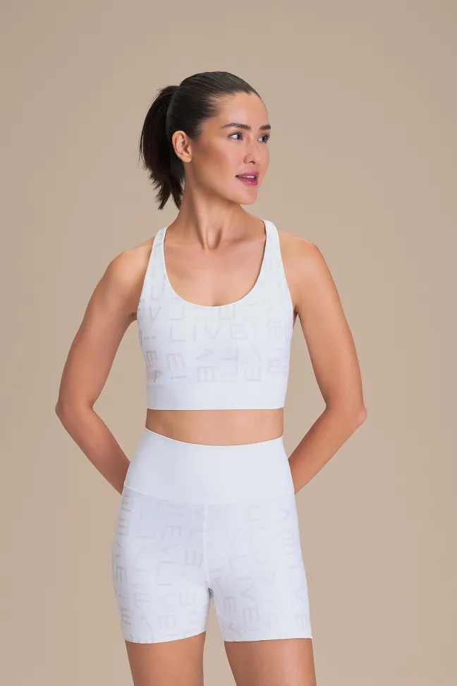 Top Fitness Feminino LIVE! Icon Branco com Bojo Removível