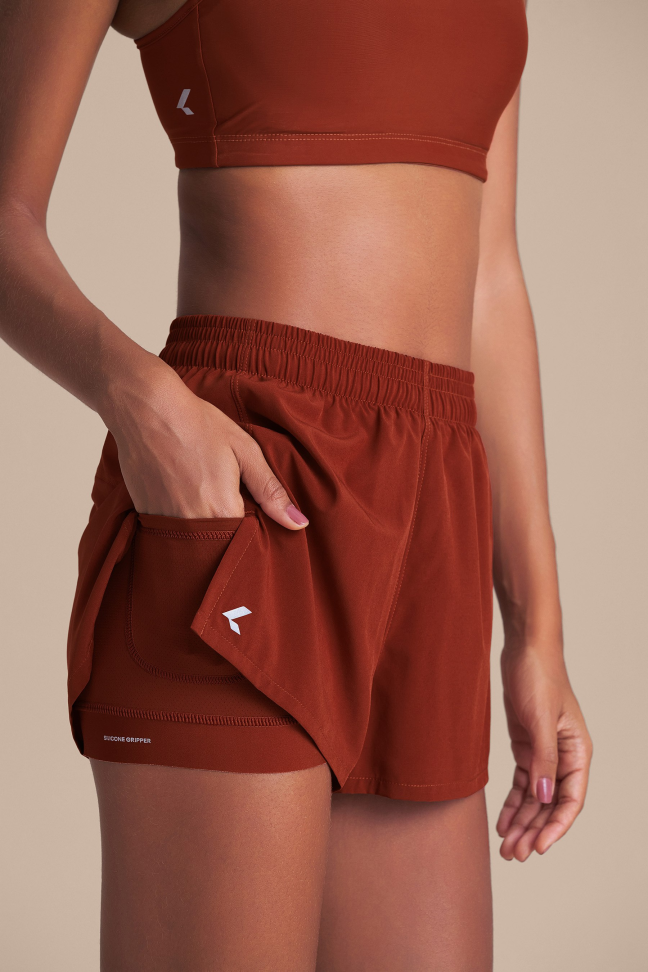 Shorts Esportivo Feminino LIVE! Movement Dryside Rust Red com Bolsos e Quick Dry - #3