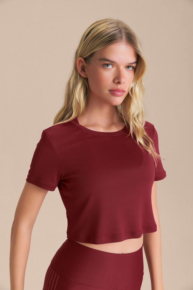 Camiseta Cropped Bio Stretch Crimson LIVE!