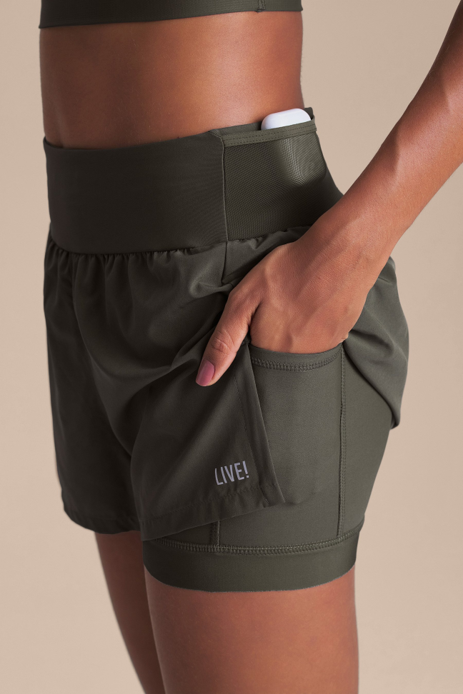 Shorts Fitness Feminino LIVE! Pro Six Pockets Dryside Obsidian Grey com 6 Bolsos - #3