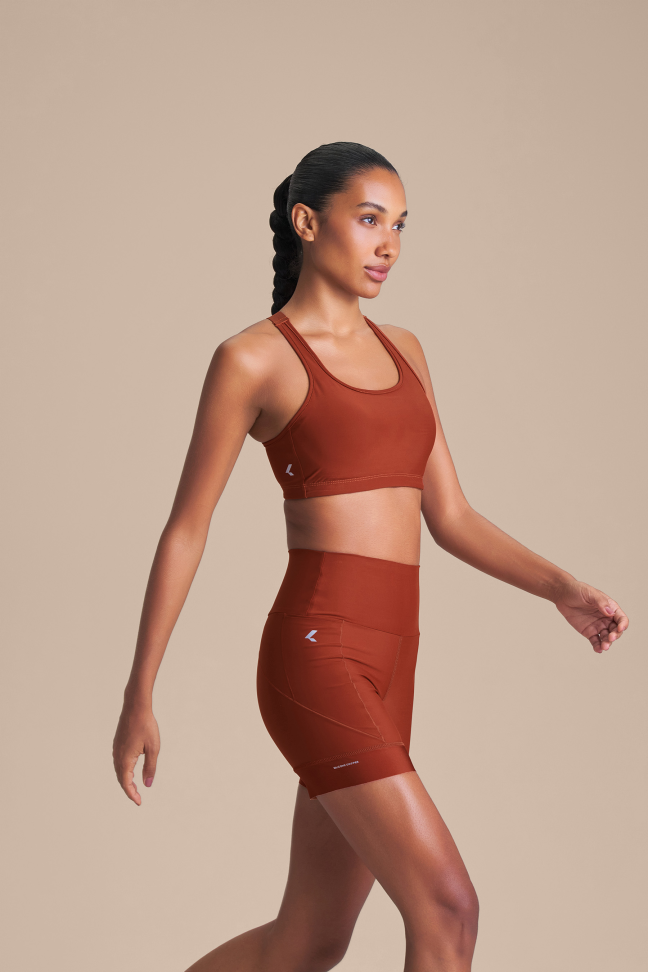 Shorts Fitness Feminino LIVE! Intense Race Pro® Rust Red com Bolsos e UV 50+