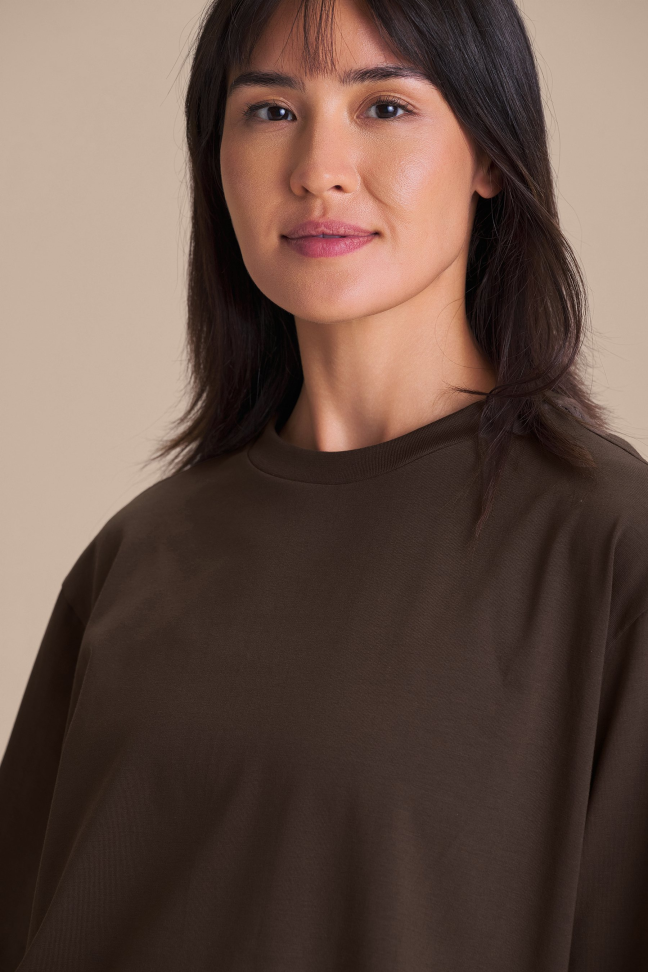 Camiseta Feminina LIVE! Pima Slim Cocoa Brown em Algodão Pima