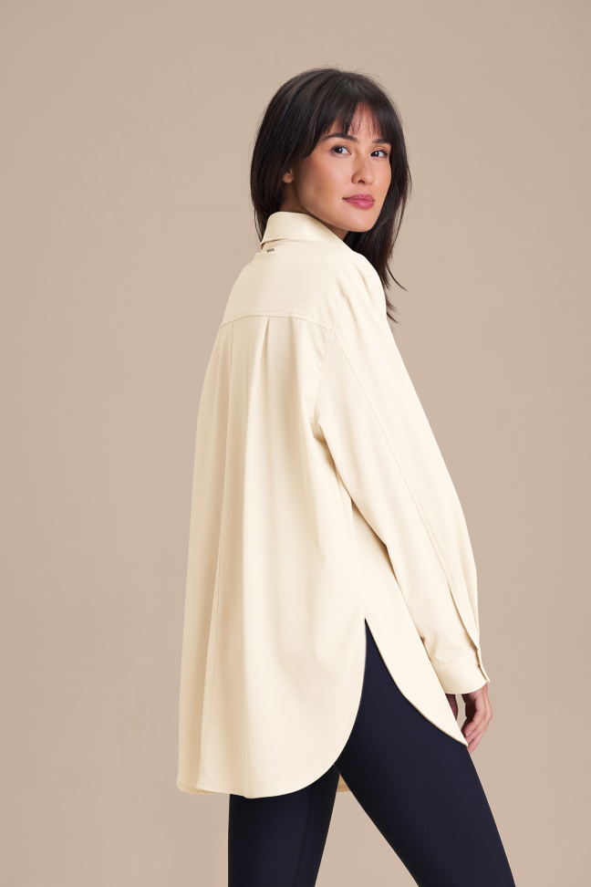 Camisa Feminina LIVE! Lite Tech Off White Oversized com Bolsos - #4