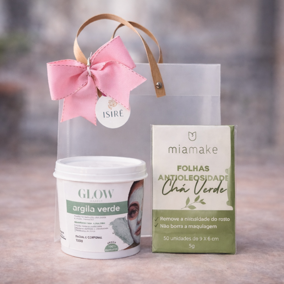 Kit Antioleosidade: Argila Verde + Folhas Chá Verde