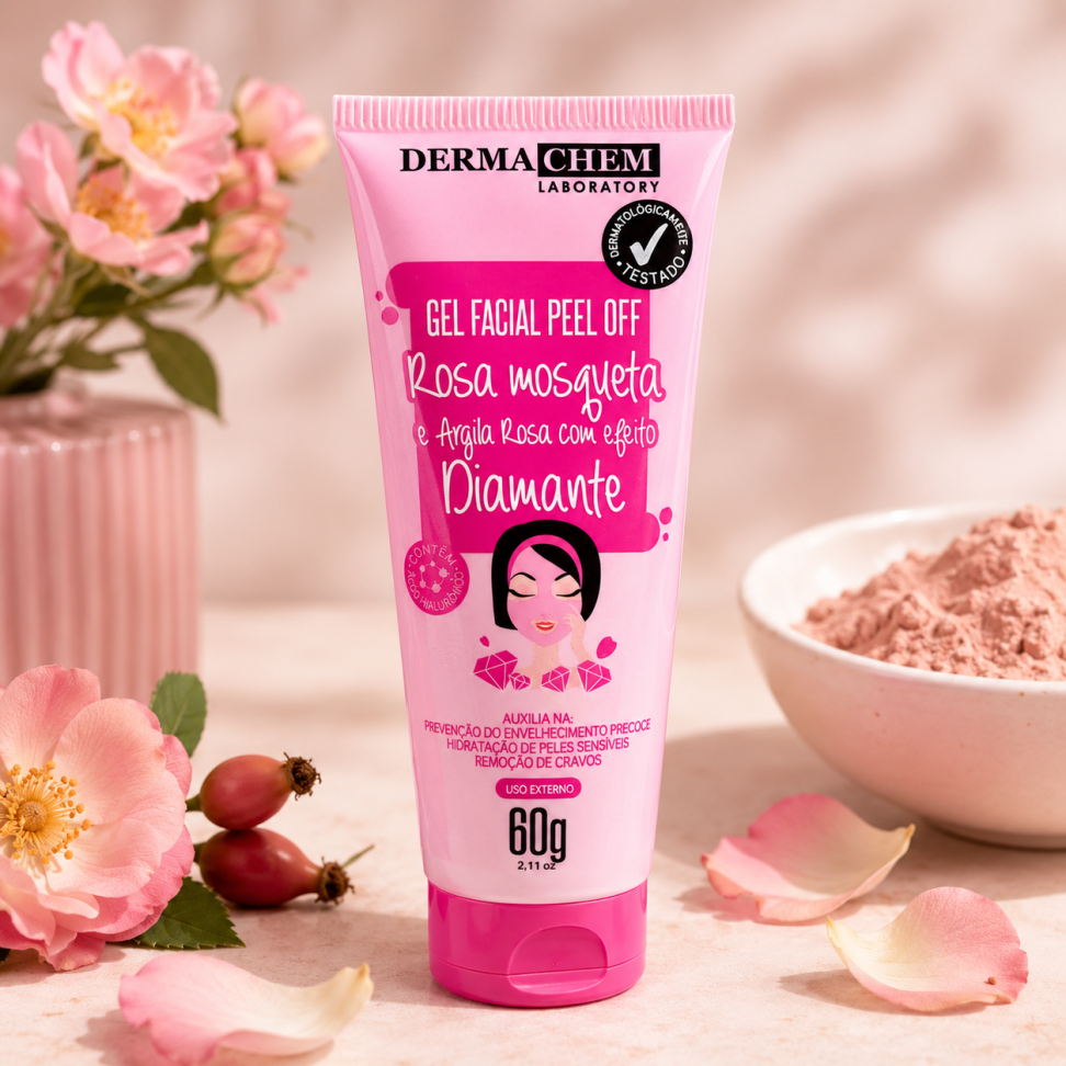 Gel Facial Rosa Mosqueta e Argila Rosa Efeito Diamante
