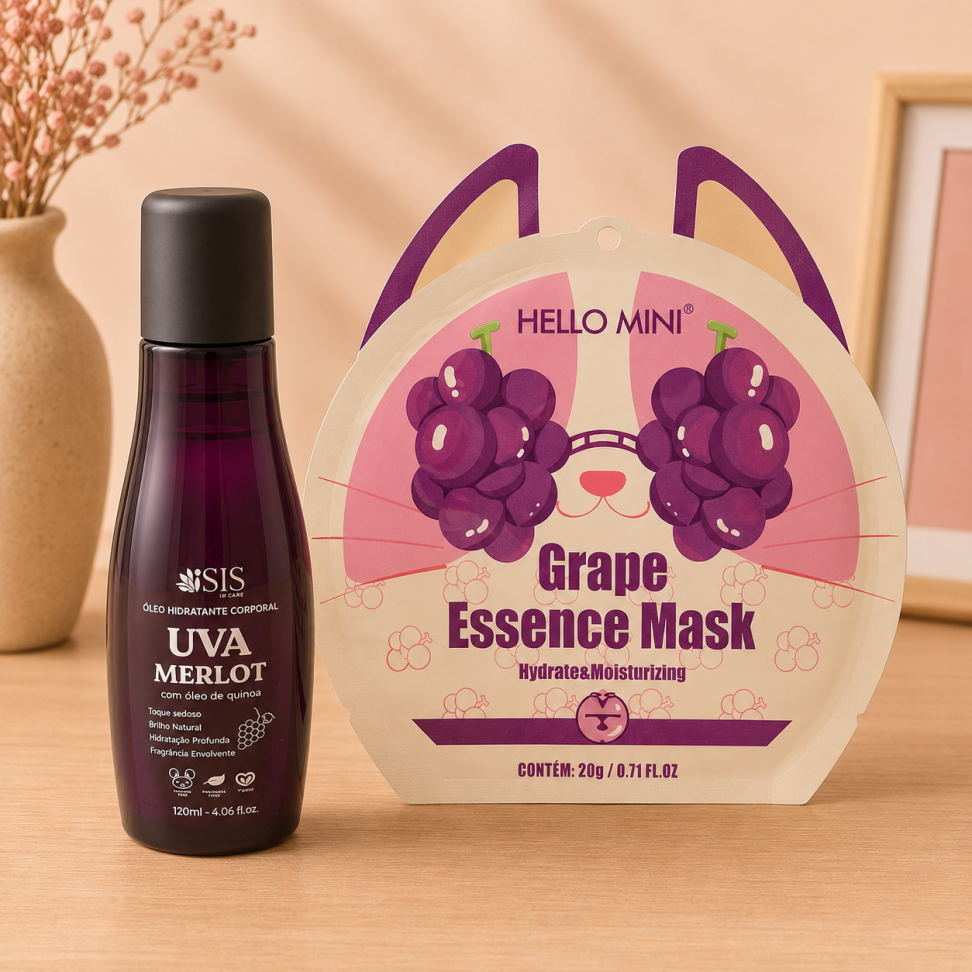 Kit Uva: Óleo Corpotal + Máscara Facial Hidratante