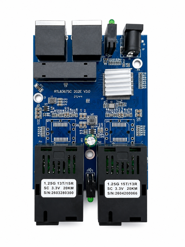 Placa Switch Conversor Fibra / RJ45 Metro - Gigabit 2-SFP / 2-RJ45 - #3