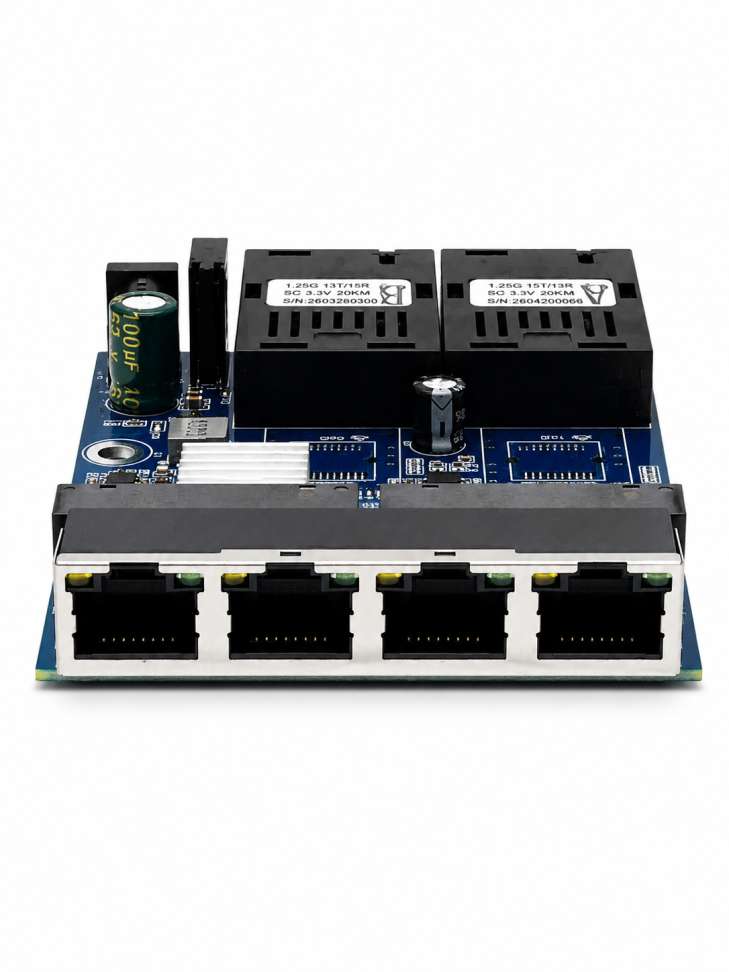 Placa Switch Conversor Fibra / RJ45 Metro - Gigabit 2-SFP / 4-RJ45
