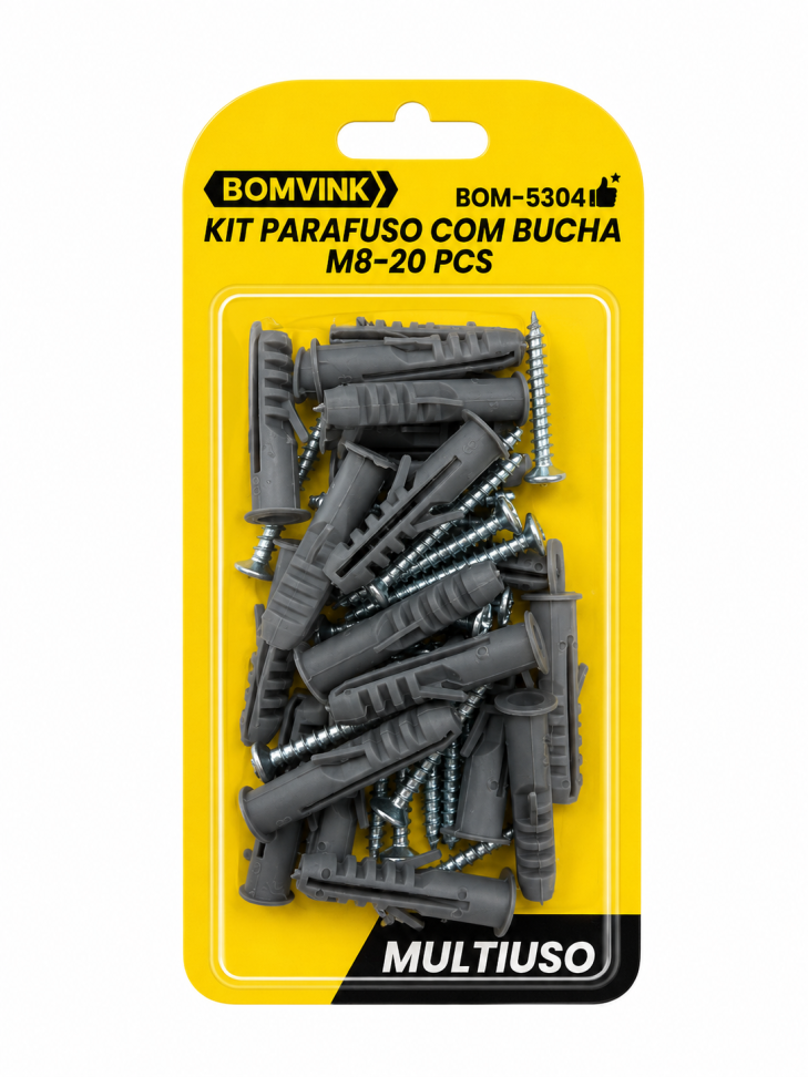Kit Parafuso com Bucha M8 - 20pçs