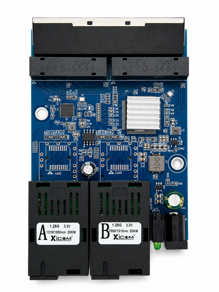 Placa Switch Conversor Fibra / RJ45 Metro - Gigabit 2-SFP / 4-RJ45 - #3