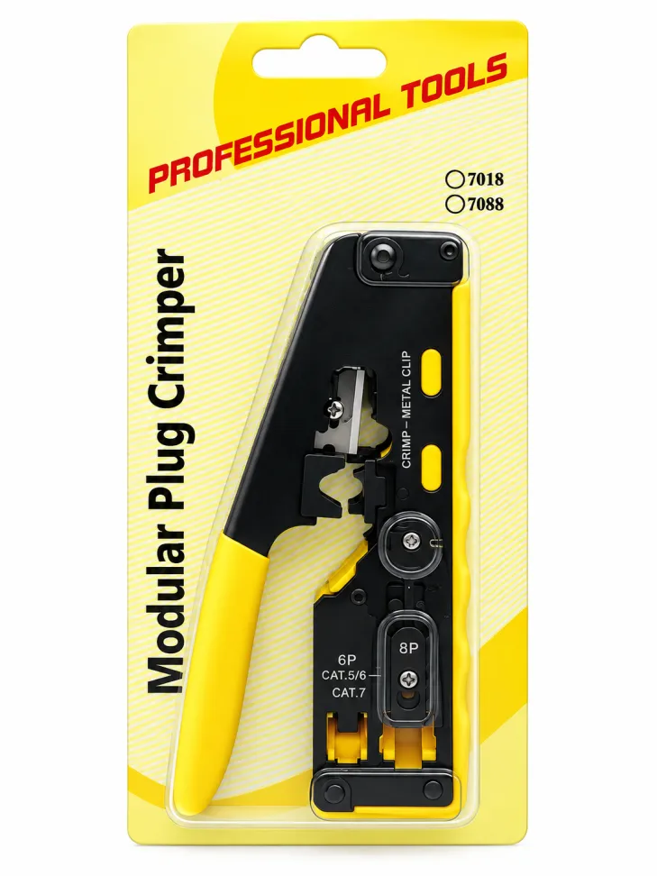 Alicate de Crimpar RJ45 Vazado - Amarelo - #4