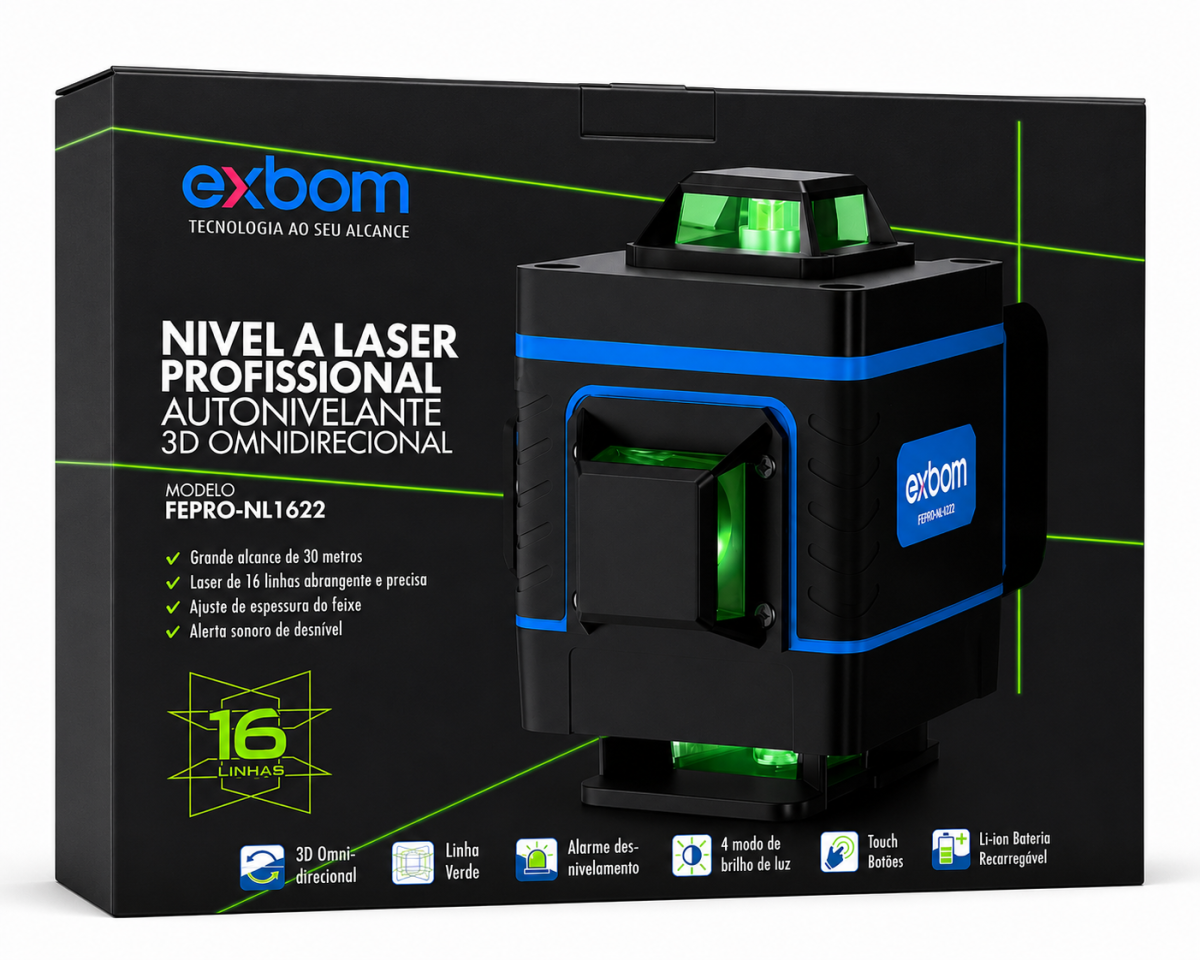 Nível a Laser Profissional 3D - 16 Linhas