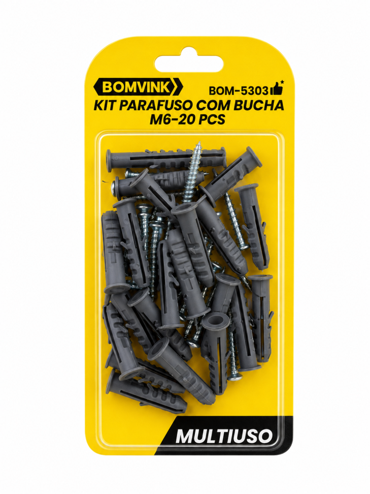 Kit Parafuso com Bucha M6 - 20pçs