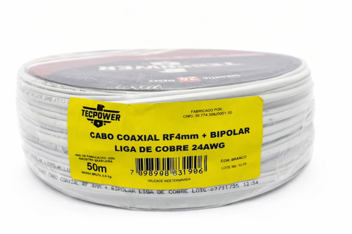 Cabo Coaxial 4mm + Bipolar Liga de Cobre 50M - #2