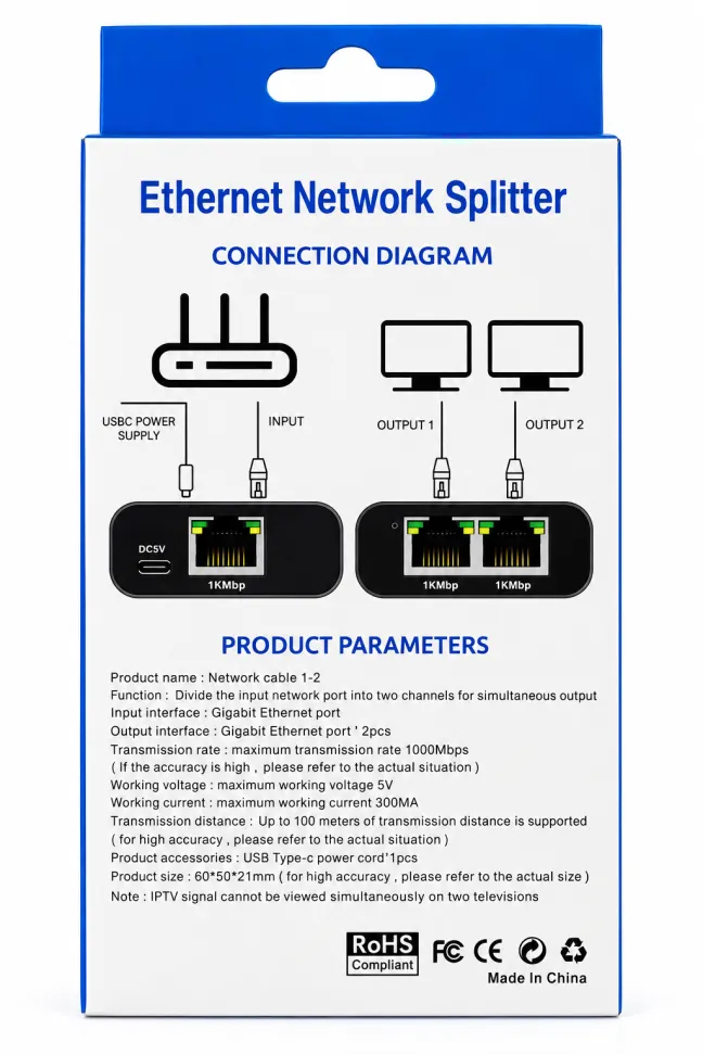 Splitter RJ45 Gigabit 1X2